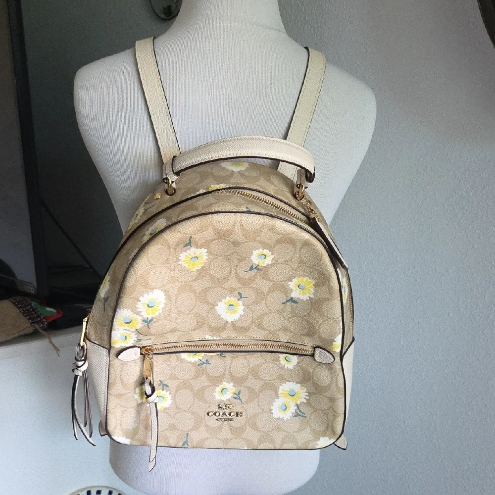 Coach Tan Floral Women's Backpack - Picture 2 of 7